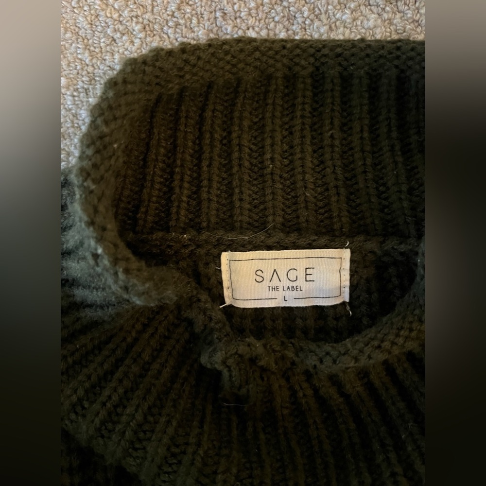 Army Green Mock neck Sweater - Picture 5 of 5